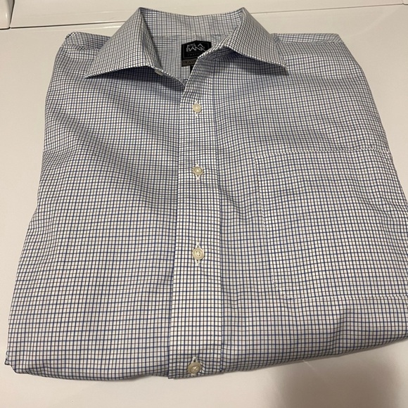 Jos. A. Bank Traveler Blue Dress Shirt with Classic Check Pattern 16.5,34 - Picture 1 of 7